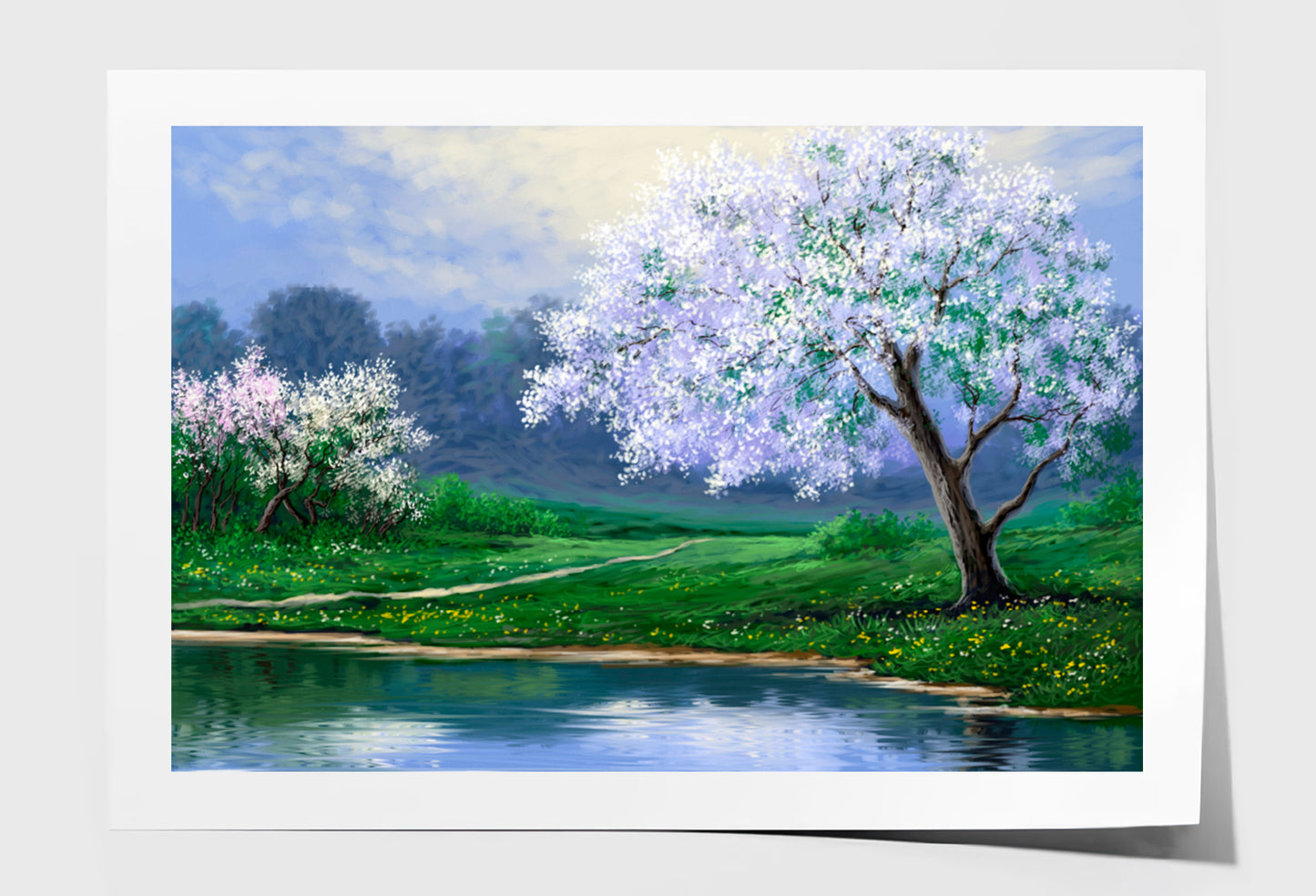 Spring Forest Trees Oil Painting Wall Art Limited Edition High Quality Print Unframed Roll Canvas None