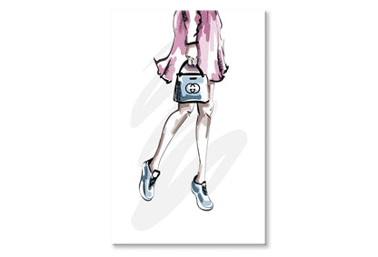 Fancy Sneakers with Blue Bag Wall Art Limited Edition High Quality Print Stretched Canvas None