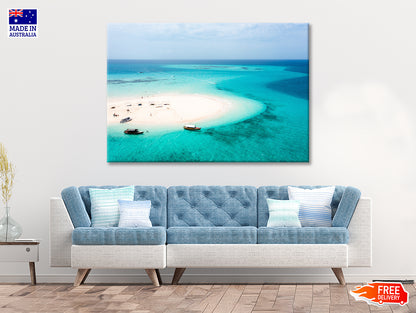 White Sand Island in Clear Ocean Print 100% Australian Made