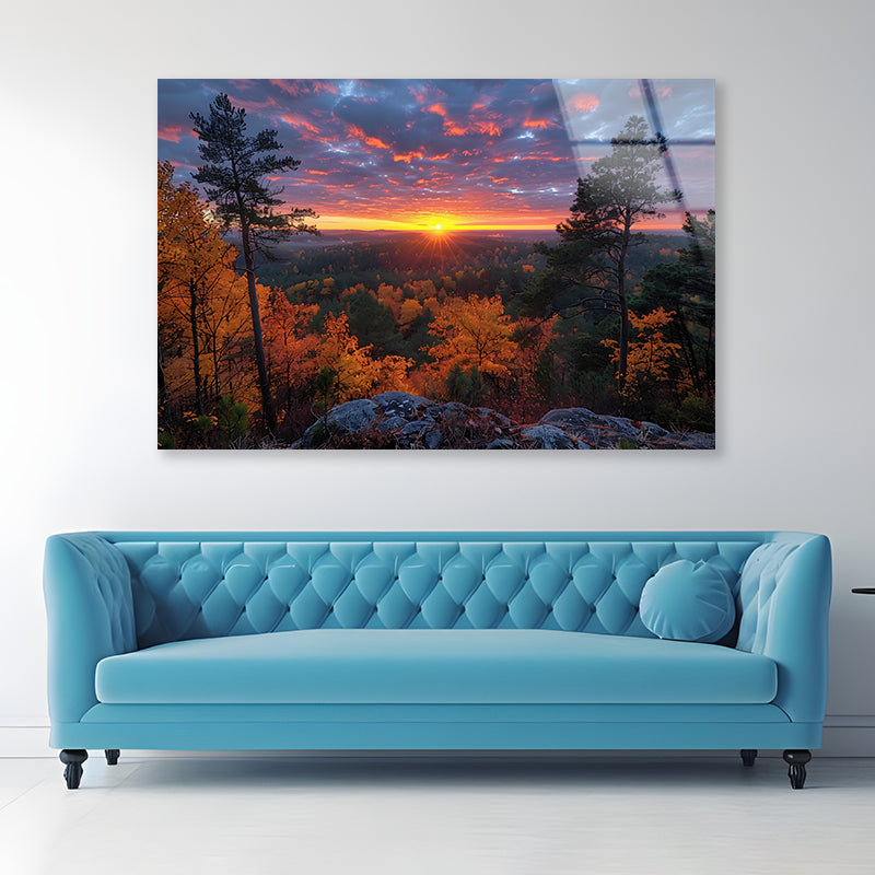 Sunset in the Mountains Acrylic Glass Print Tempered Glass Wall Art 100% Made in Australia Ready to Hang