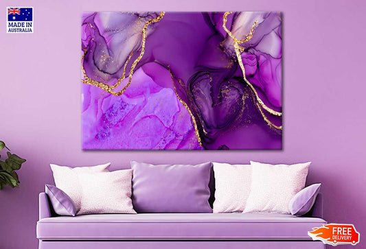 Luxury Purple And Gold Stone Marble Texture Print 100% Australian Made