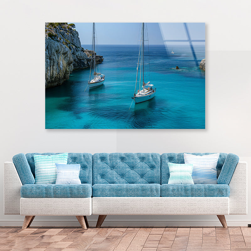 Couple of Boats, Sky Acrylic Glass Print Tempered Glass Wall Art 100% Made in Australia Ready to Hang