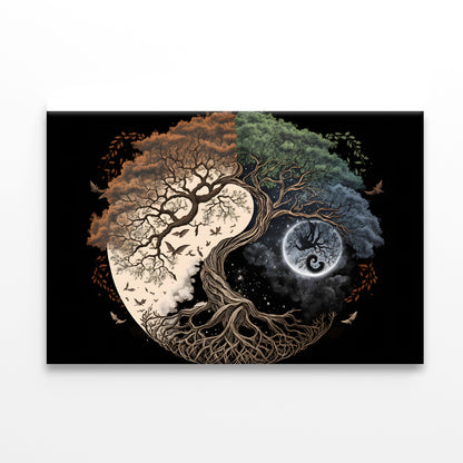 Ying Yang as Tree and Moon Art Print 100% Australian Made