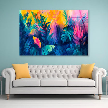 Colorful Leaves Abstract  Acrylic Glass Print Tempered Glass Wall Art 100% Made in Australia Ready to Hang