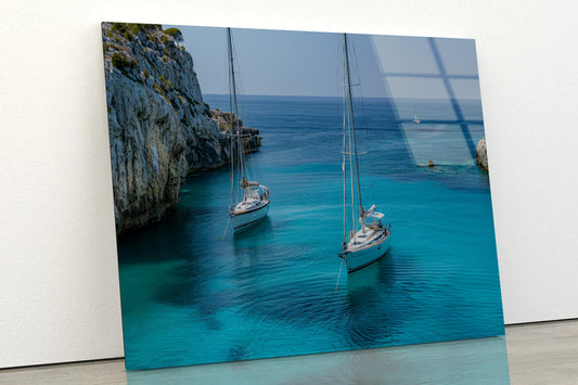 Couple of Boats, Sky Acrylic Glass Print Tempered Glass Wall Art 100% Made in Australia Ready to Hang