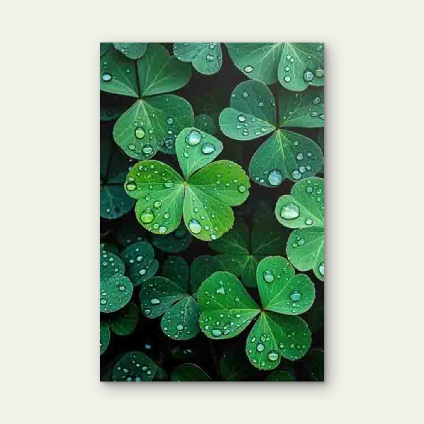 Minimalist Retro Four-Leaf Clover Metal Print Ready to Hang