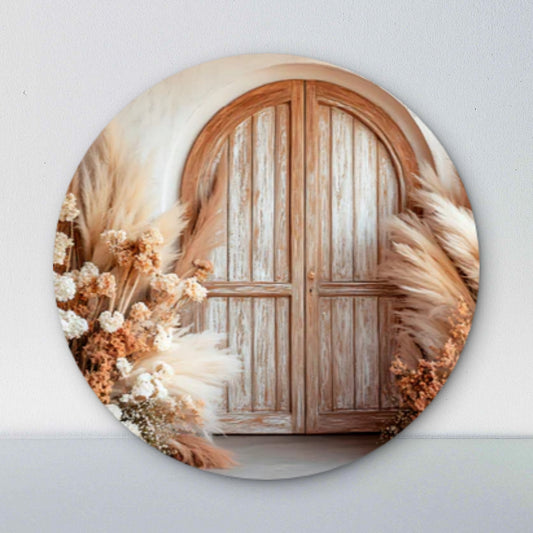 Neutral Colored Door Front Glod Flowers Acrylic Glass Rounded Print Tempered Glass Wall Art 100% Made in Australia Ready to Hang