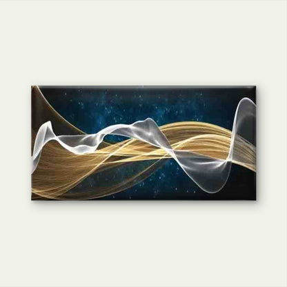 Golden Waves Flowing Wall Art Canvas Office Home Room Framed 120x60cm