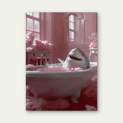 Whimsical Shark Bath 60x90cm Metal Print Ready to Hang