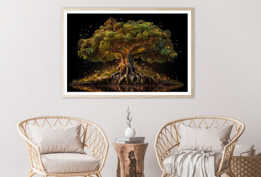 Massive Tree with Roots Near Lake Home Decor Premium Quality Poster Print Choose Your Sizes