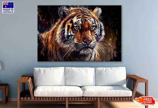 Tiger Face Closeup Watercolor Painting Wall Art Limited Edition High Quality Print