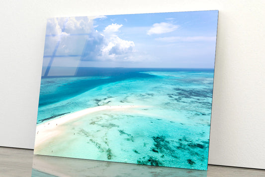 Island In Clear Blue Indian Ocean Acrylic Glass Print Tempered Glass Wall Art 100% Made in Australia Ready to Hang