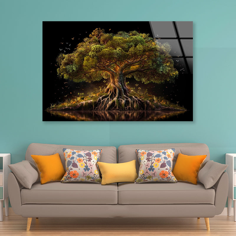 Massive Tree with Roots Near Lake Acrylic Glass Print Tempered Glass Wall Art 100% Made in Australia Ready to Hang