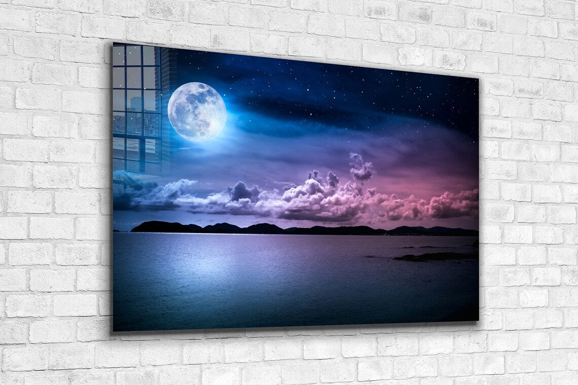 Moon & Clouds Sky Night UV Direct Aluminum Print Australian Made Quality