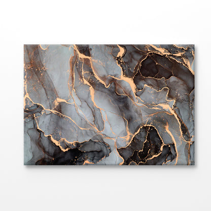 Bella Home Marble Gold & Gray Abstract Print Canvas Ready to hang