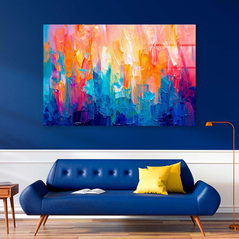 Multicolor Brushstrokes Acrylic Glass Print Tempered Glass Wall Art 100% Made in Australia Ready to Hang