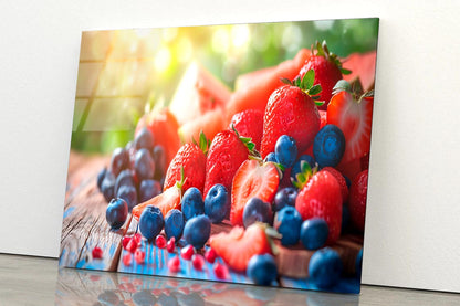 Strawberries, Blueberries, Raspberries, And Blackberries,  Acrylic Glass Print Tempered Glass Wall Art 100% Made in Australia Ready to Hang