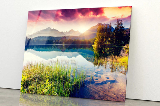 Mountain Lake In National Park High Tatra Acrylic Glass Print Tempered Glass Wall Art 100% Made in Australia Ready to Hang