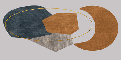 Modern Blue Gold Geometry Wall Art Canvas Office Home Room Framed 120x60cm