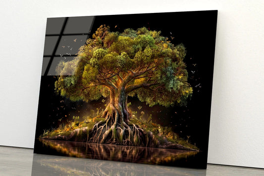 Massive Tree with Roots Near Lake Acrylic Glass Print Tempered Glass Wall Art 100% Made in Australia Ready to Hang