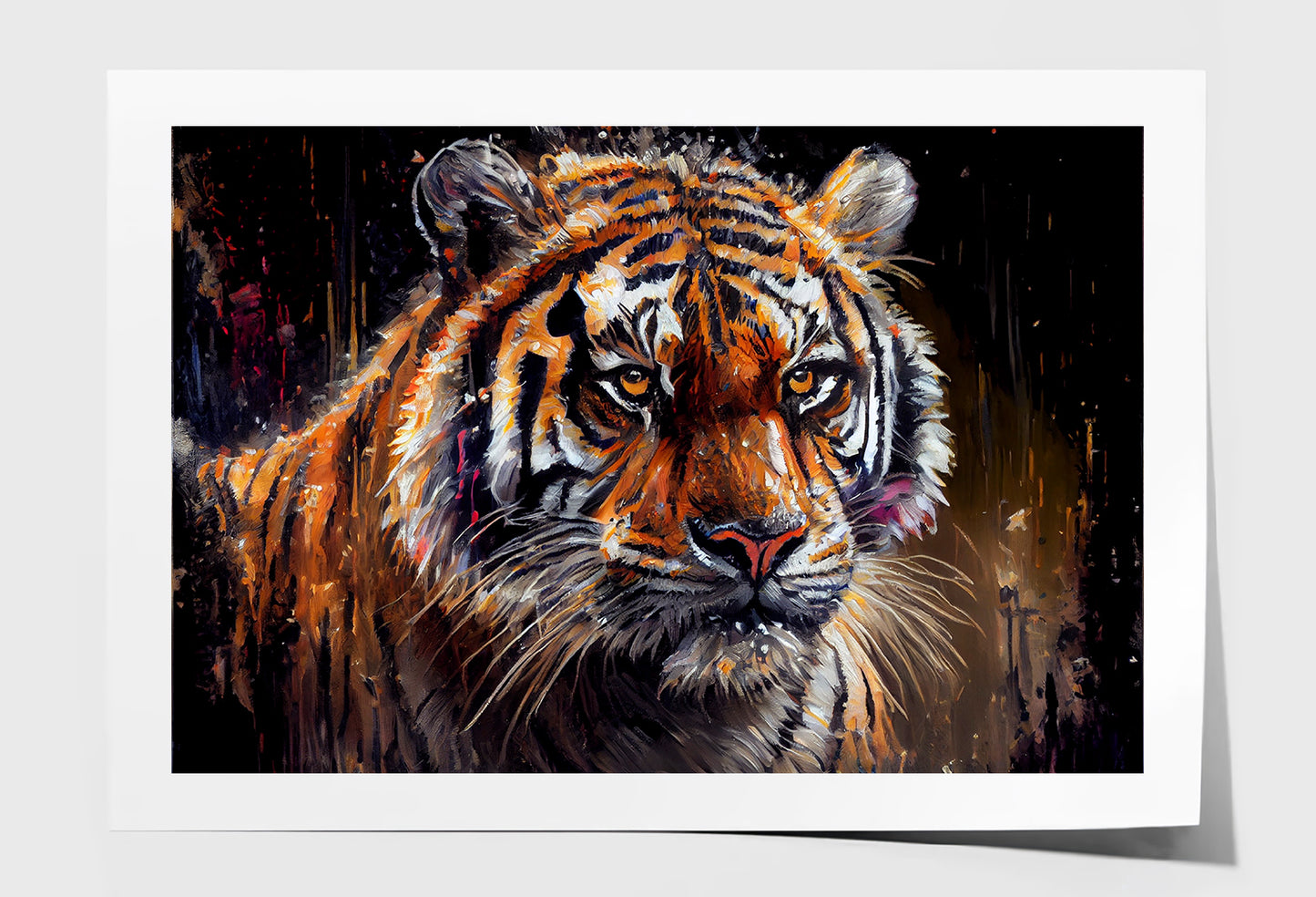 Tiger Face Closeup Watercolor Painting Wall Art Limited Edition High Quality Print Unframed Roll Canvas None