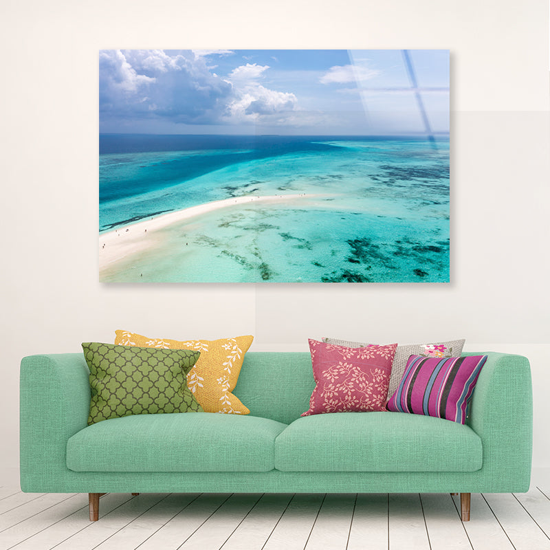 Island In Clear Blue Indian Ocean Acrylic Glass Print Tempered Glass Wall Art 100% Made in Australia Ready to Hang