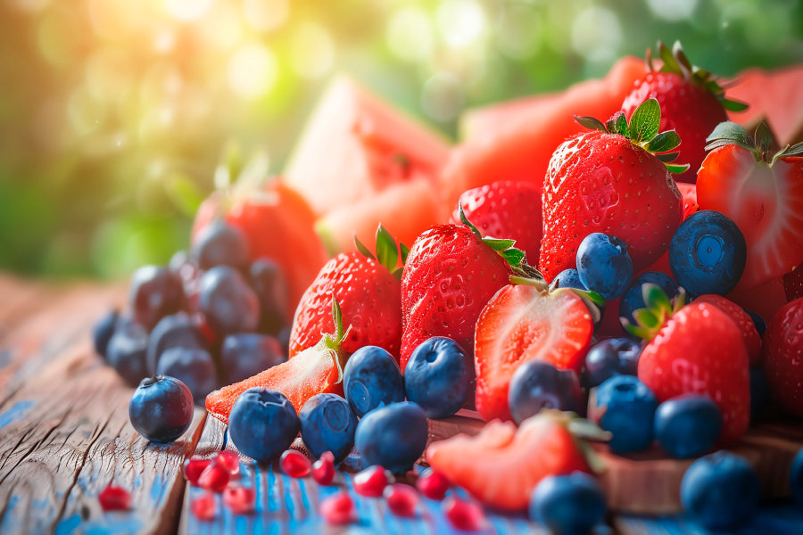 Strawberries, Blueberries, Raspberries, And Blackberries Wall Art Decor 100% Australian Made