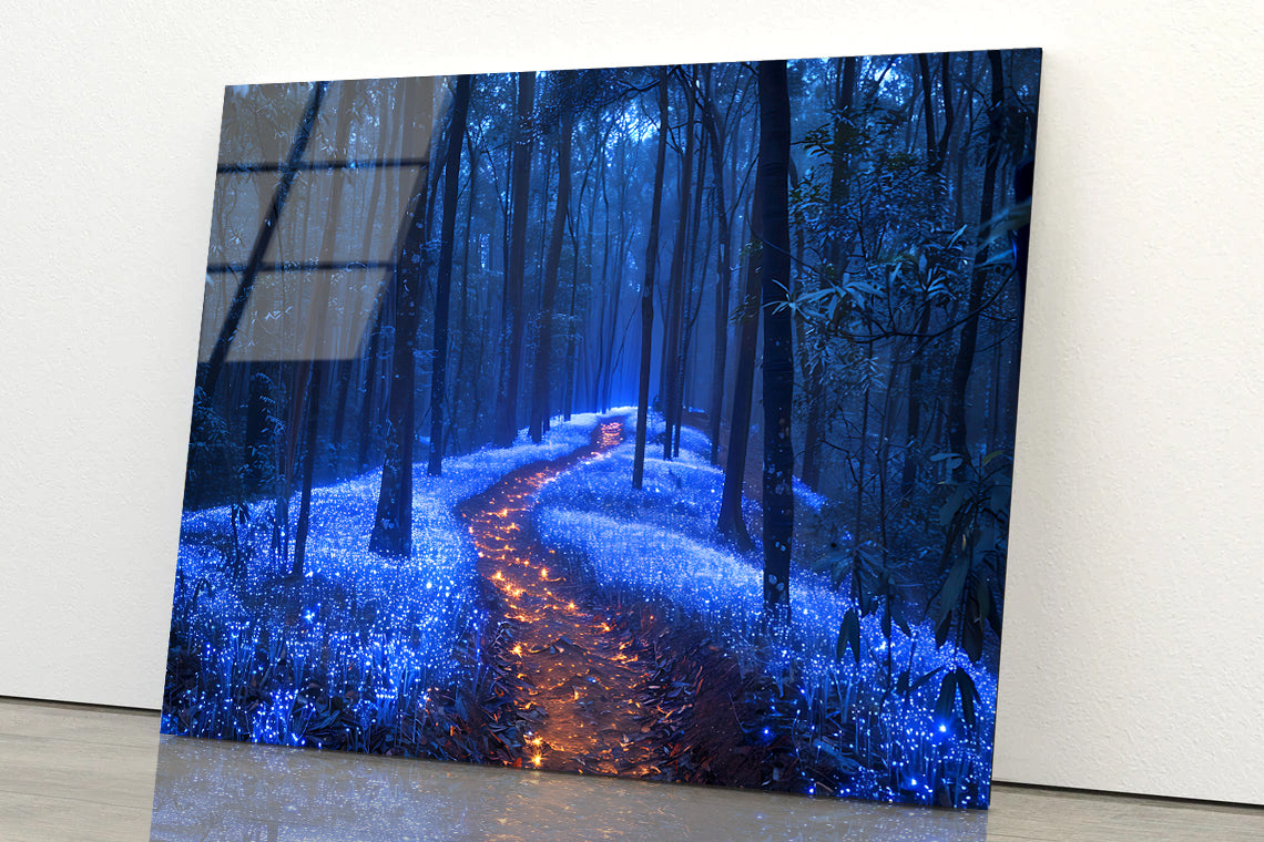 Footpath in the Forest View Acrylic Glass Print Tempered Glass Wall Ar