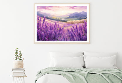 Field Of Purple Flowers, Sky & Mountains Home Decor Premium Quality Poster Print Choose Your Sizes