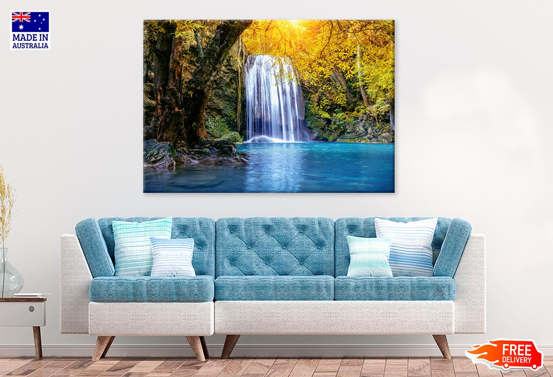 Erawan Waterfall In Autumn falls Print 100% Australian Made