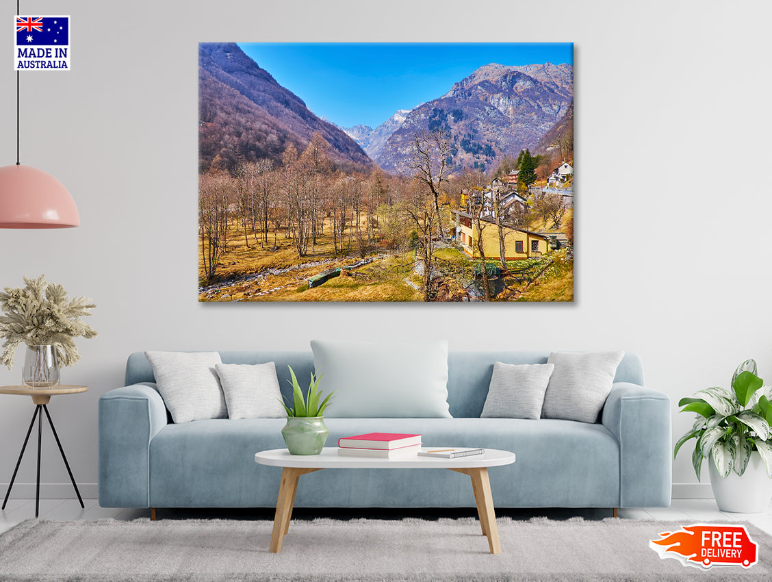 A Small Town Nestled In the Mountains in Switzerland Print 100% Australian Made