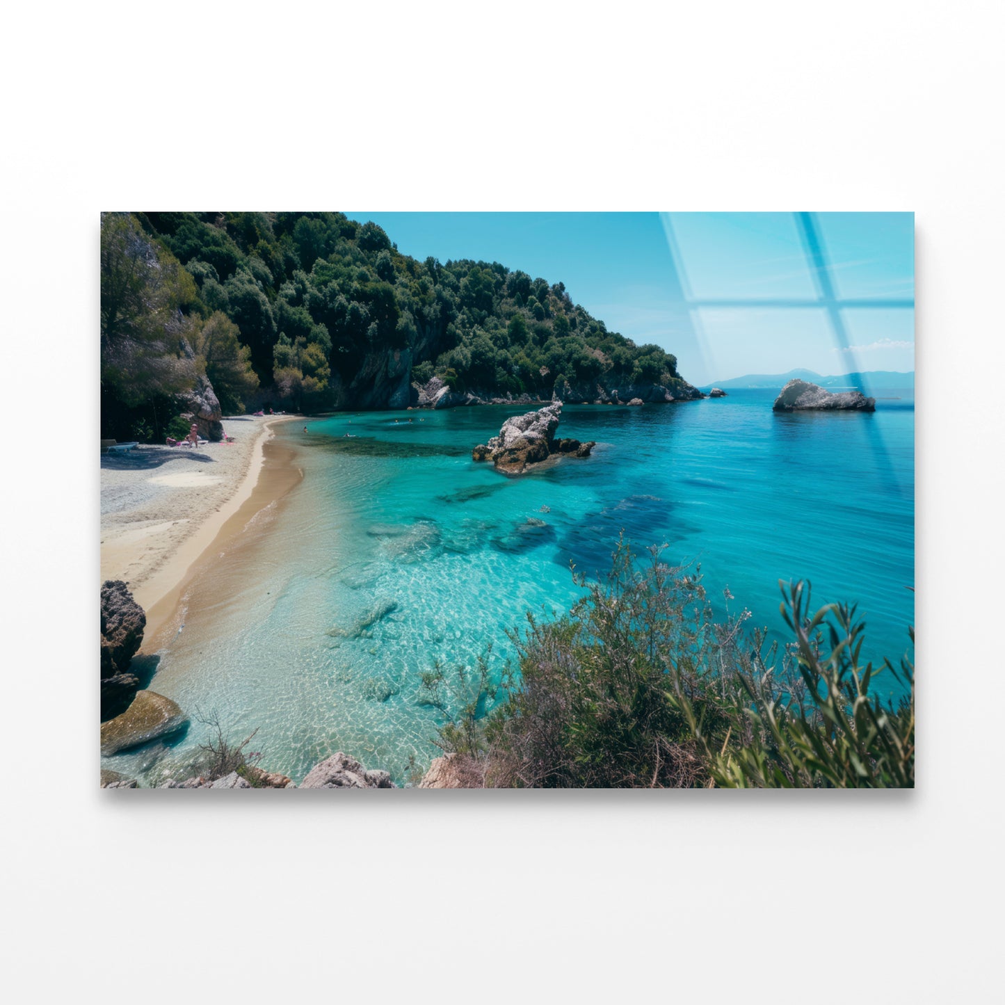 Beach, Blue Ocean and a Rocky Shore Acrylic Glass Print Tempered Glass Wall Art 100% Made in Australia Ready to Hang