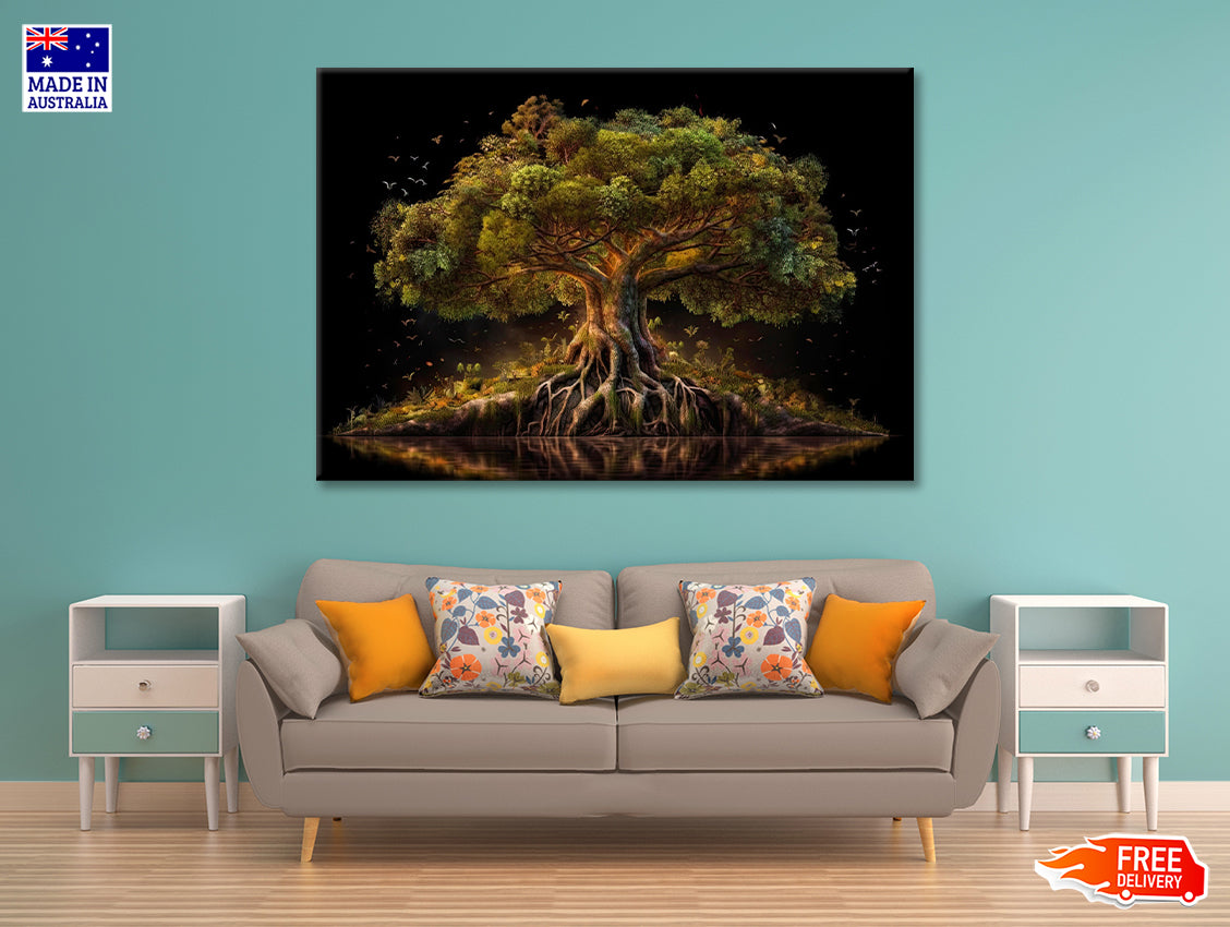Large Tree Print Massive Tree with Roots Near Lake Print 100% Australian Made