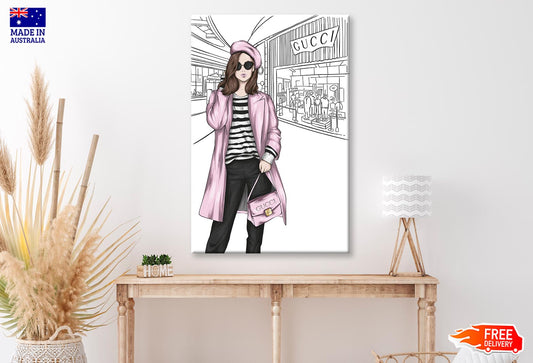 Pink Stylish Lady Elegant Handbag Wall Art Limited Edition High Quality Print