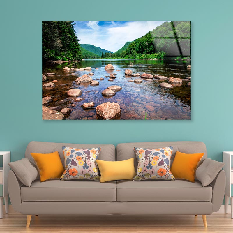 View Of Jacques Cartier River in Jacques Cartier National Park in Quebec Acrylic Glass Print Tempered Glass Wall Art 100% Made in Australia Ready to Hang