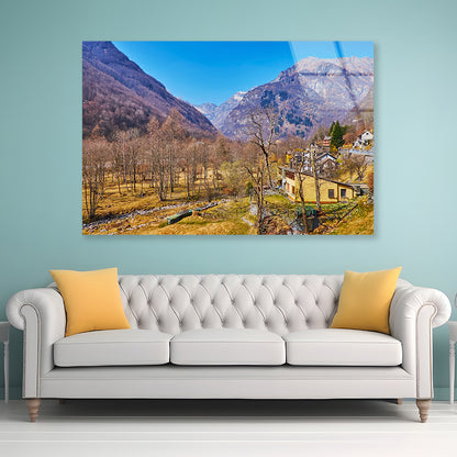 A Small Town Nestled In the Mountains in Switzerland Acrylic Glass Print Tempered Glass Wall Art 100% Made in Australia Ready to Hang