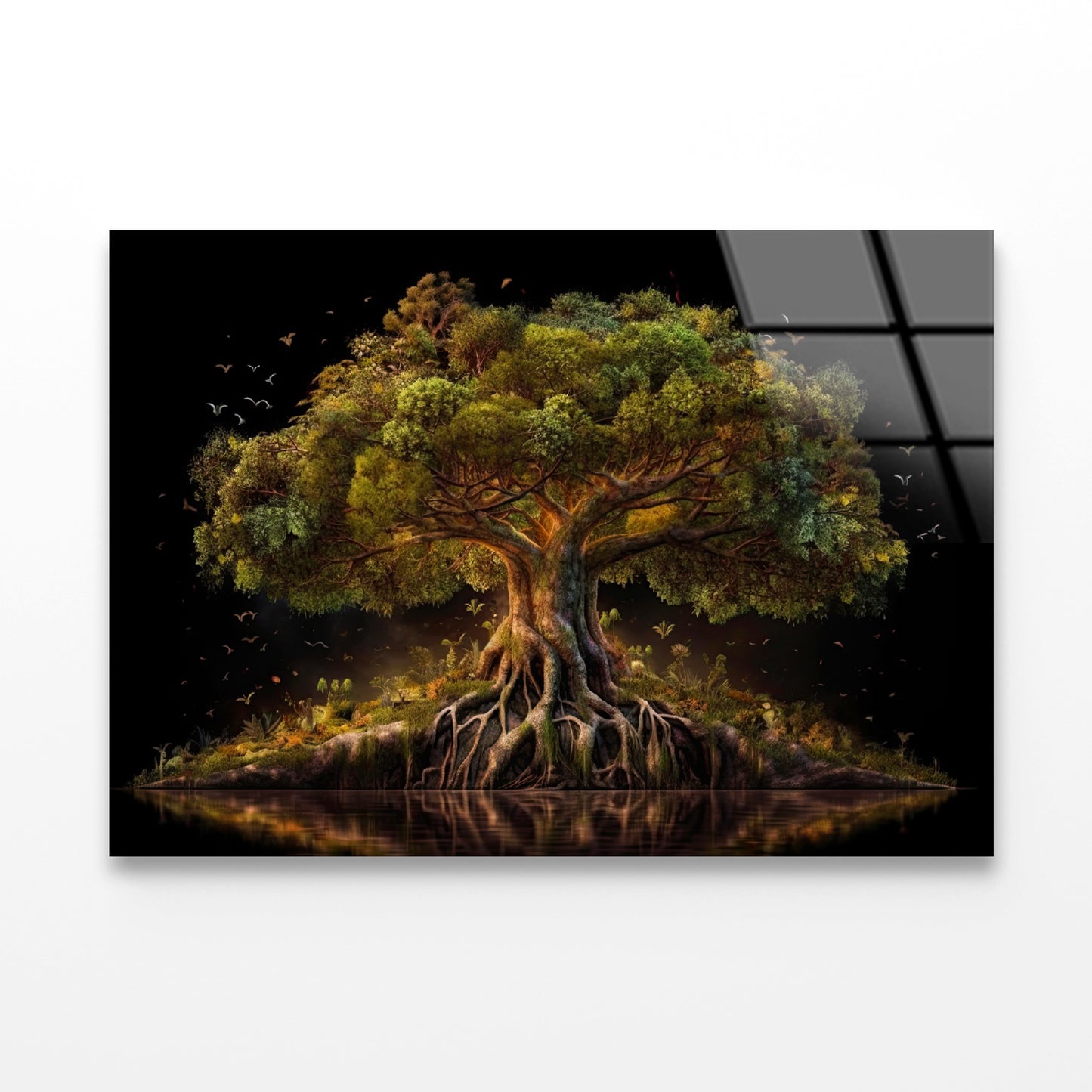 Massive Tree with Roots Near Lake Acrylic Glass Print Tempered Glass Wall Art 100% Made in Australia Ready to Hang