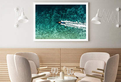 Aerial View of a Long tail Boat Sailing on a Water Home Decor Premium Quality Poster Print Choose Your Sizes