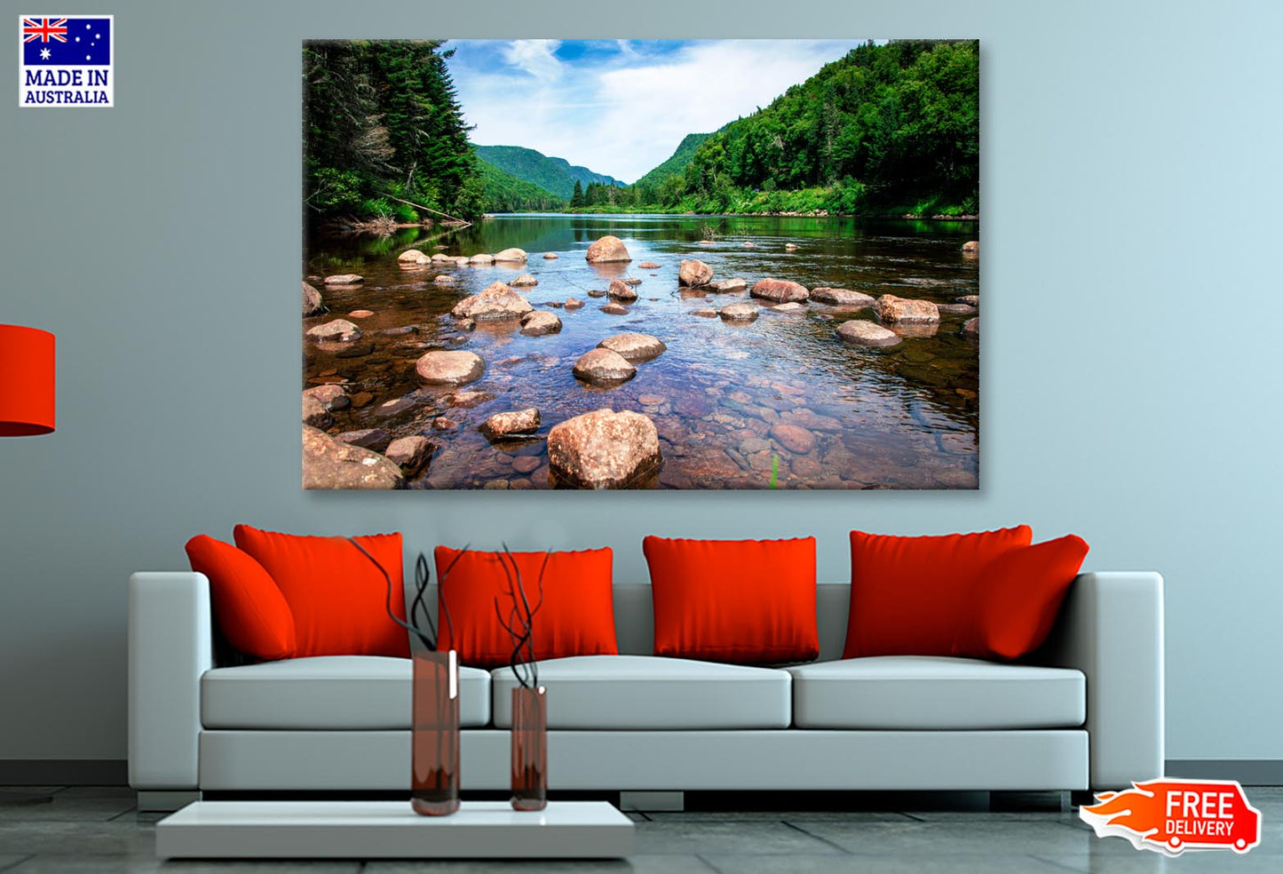 View Of Jacques Cartier River in Jacques Cartier National Park in Quebec  Wall Art Decor 100% Australian Made