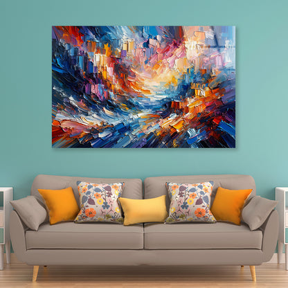 Colorful Textured Oil Paint Art Acrylic Glass Print Tempered Glass Wall Art 100% Made in Australia Ready to Hang