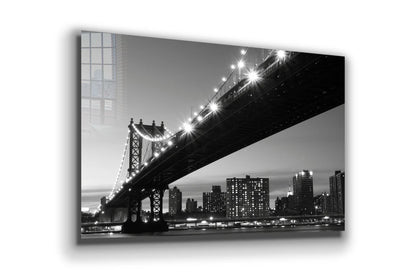 Bridge Night Lights B&W UV Direct Aluminum Print Australian Made Quality