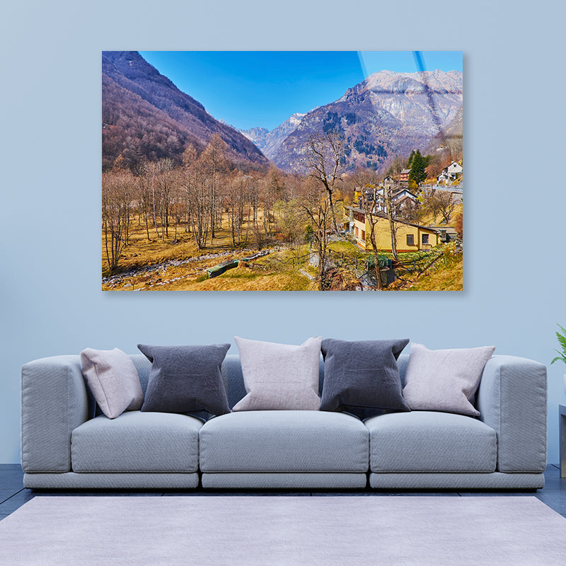 A Small Town Nestled In the Mountains in Switzerland Acrylic Glass Print Tempered Glass Wall Art 100% Made in Australia Ready to Hang