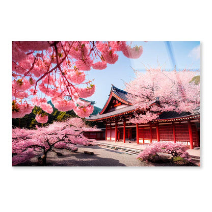 Building With a Lot of Pink Flowers Acrylic Glass Print Tempered Glass Wall Art 100% Made in Australia Ready to Hang