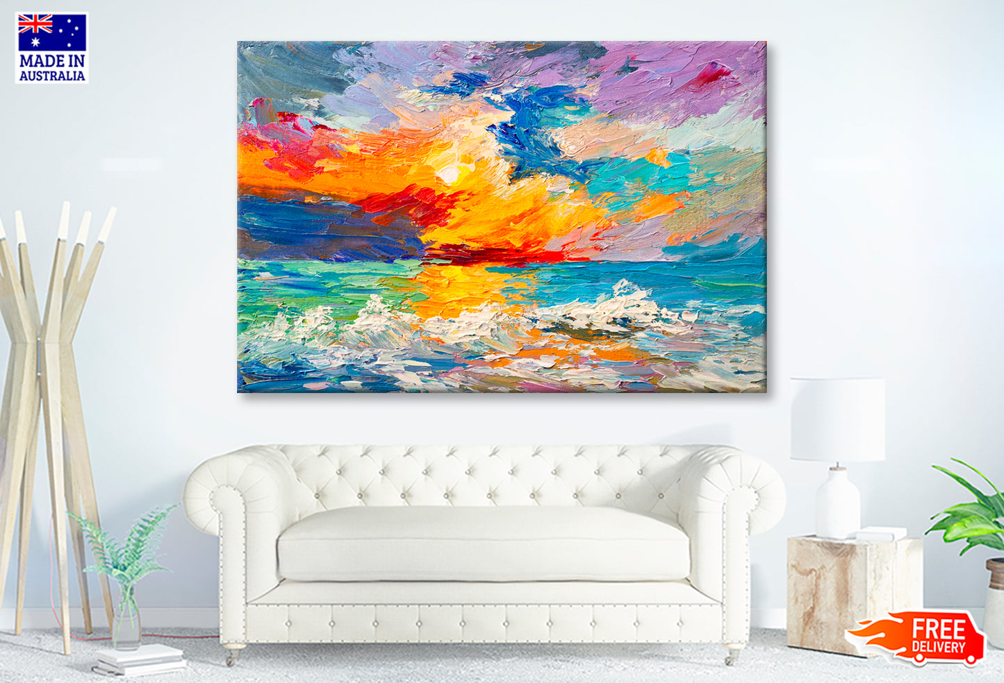 Multicolored Sunset On The Horizon Oil Painting Wall Art Limited Edition High Quality Print