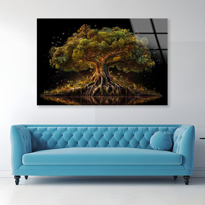 Massive Tree with Roots Near Lake Acrylic Glass Print Tempered Glass Wall Art 100% Made in Australia Ready to Hang