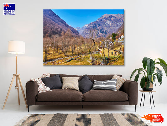 A Small Town Nestled In the Mountains in Switzerland Print 100% Australian Made