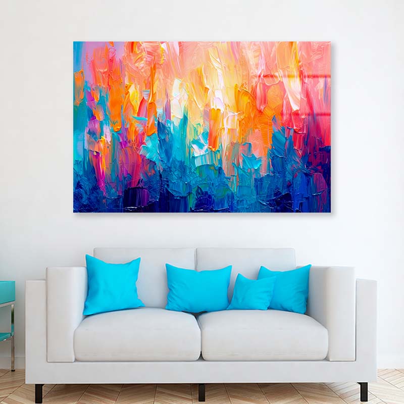 Multicolor Brushstrokes Acrylic Glass Print Tempered Glass Wall Art 100% Made in Australia Ready to Hang