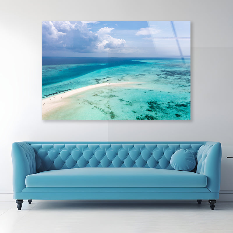 Island In Clear Blue Indian Ocean Acrylic Glass Print Tempered Glass Wall Art 100% Made in Australia Ready to Hang