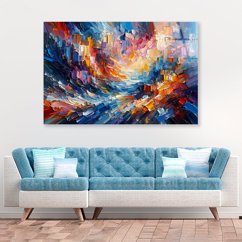 Colorful Textured Oil Paint Art Acrylic Glass Print Tempered Glass Wall Art 100% Made in Australia Ready to Hang