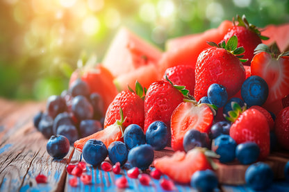 Strawberries, Blueberries, Raspberries, And Blackberries,  Acrylic Glass Print Tempered Glass Wall Art 100% Made in Australia Ready to Hang